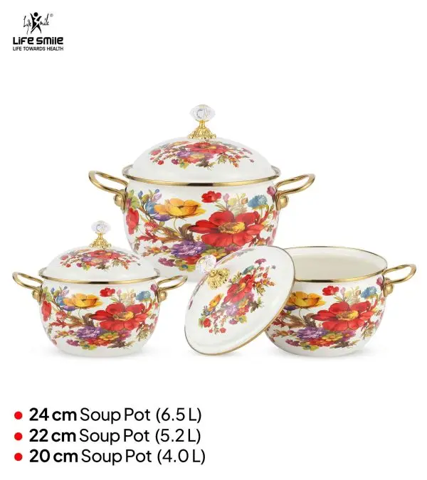 Anniversary Celebration while stocks last:6 Pcs Enamel Kitchen Cooking Pot Set with Lid - Image 2