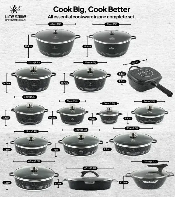 Anniversary Celebration while stocks last:Big Kitchen Cookware Set 166 Pcs with Non Stick Pots and Pans - Image 2