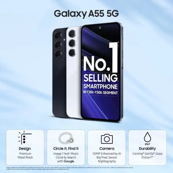 Anniversary Celebration while stocks last:Samsung Galaxy A55 5G (Awesome Navy, 8GB RAM, 256GB Storage) | AI | Metal Frame | 50 MP Main Camera (OIS) | Super HDR Video|... - Image 8