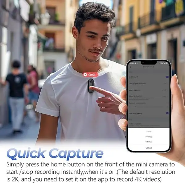Big Summer Sale Limited Time Offer AED 99د.إ:LENND 4k Action Camera,Mini Vlogging Camera,Small Body Camera with IPX7 Waterproof,Underwater Camcorder,Hands-Free POV Recording,... - Image 3