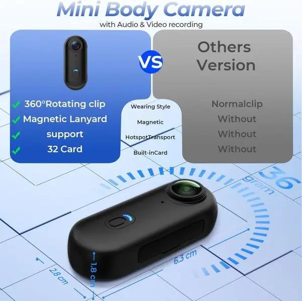 Big Summer Sale Limited Time Offer AED 99د.إ:LENND 4k Action Camera,Mini Vlogging Camera,Small Body Camera with IPX7 Waterproof,Underwater Camcorder,Hands-Free POV Recording,... - Image 5