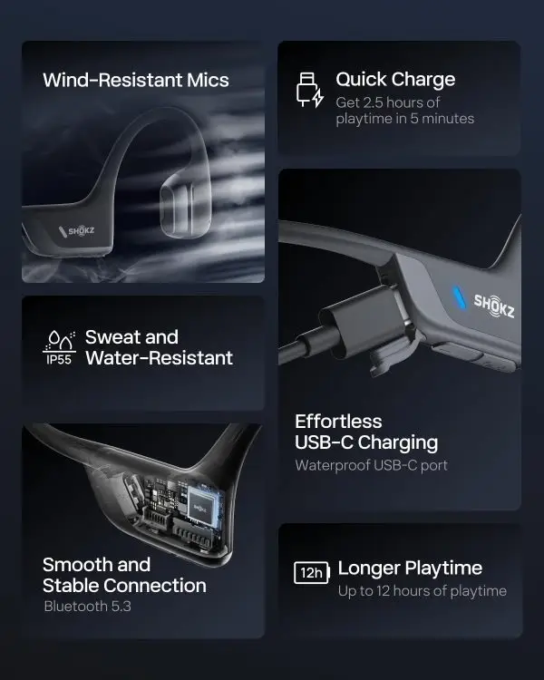 Big Summer Sale Limited Time Offer AED 99د.إ:SHOKZ New OpenRun Pro 2 - Open-Ear, Bone Conduction Sport Headphones - with Reflective Strip - Sweat Resistant, Workout Headphones -... - Image 10