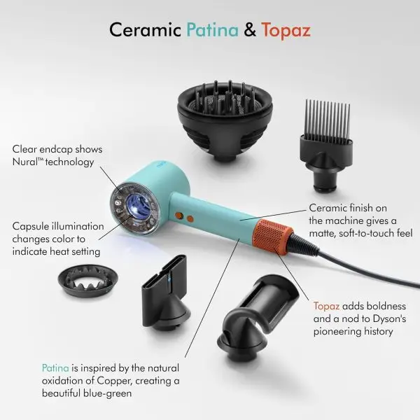 Celebrate with Us Anniversary Limited-Time & Limited-Quantity Deal AED د.إ99.99:Dyson Supersonic NuralTM Hair Dryer, HD16 Ceramic Patina/Topaz, Hair Care, Intelligent Heat... - Image 2