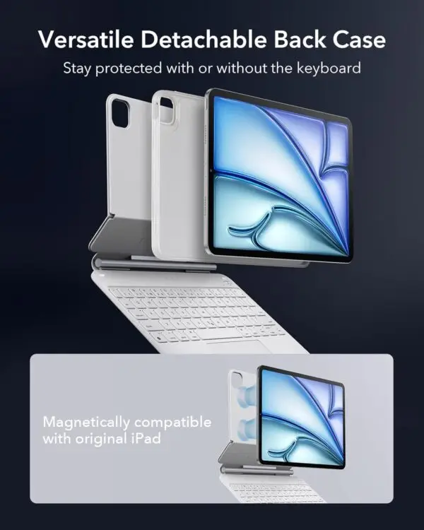 ESR iPad Air 11 Inch Case with Keyboard (M3,2025/M2,2024) & iPad Pro 11/Air 5/4 Gen Keyboard, Easy-Set Magnetic Stand, Portrait/Raised Modes, with Removable Protective Case,... - Image 7
