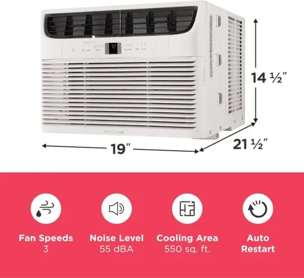 Frigidaire 12,000 BTU Window Air Conditioner with Remote Control, Cools Up to 550 Sq. Ft., Quiet Operation, Eco Mode, 3 Fan Speeds, Auto Restart, White - Image 2