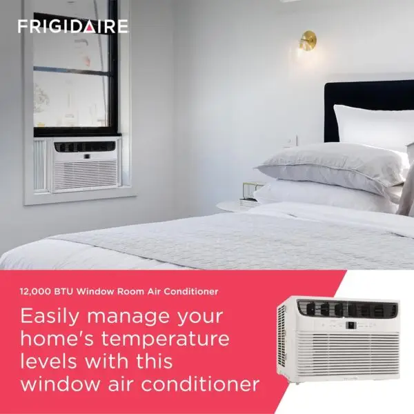 Frigidaire 12,000 BTU Window Air Conditioner with Remote Control, Cools Up to 550 Sq. Ft., Quiet Operation, Eco Mode, 3 Fan Speeds, Auto Restart, White - Image 3