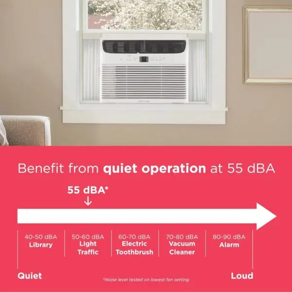 Frigidaire 12,000 BTU Window Air Conditioner with Remote Control, Cools Up to 550 Sq. Ft., Quiet Operation, Eco Mode, 3 Fan Speeds, Auto Restart, White - Image 4