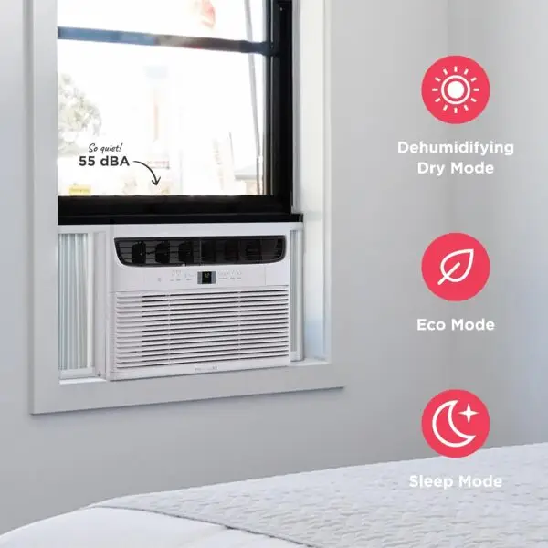 Frigidaire 12,000 BTU Window Air Conditioner with Remote Control, Cools Up to 550 Sq. Ft., Quiet Operation, Eco Mode, 3 Fan Speeds, Auto Restart, White - Image 6