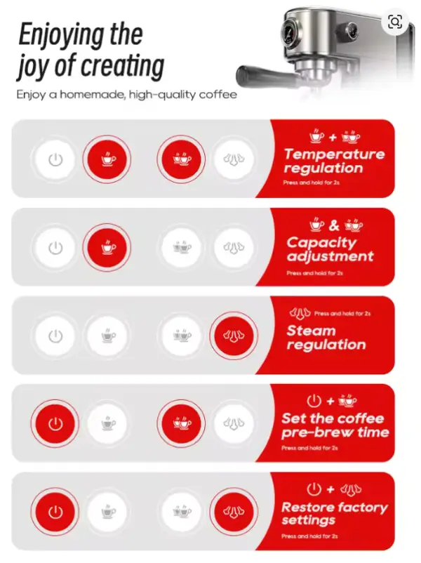 HiBREW 20Bar Semi Automatic Espresso Coffee Machine Temperature Adjustable Cold/Hot Super Slim Coffee Maker Cappuccino H10B - Image 5