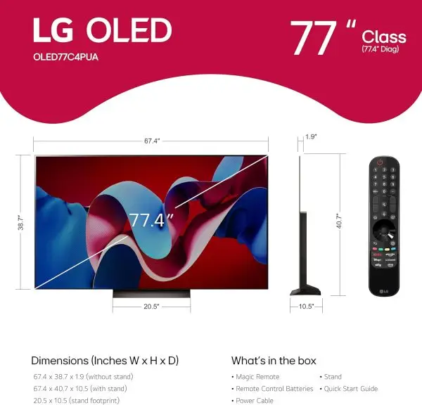Limited-Time Sale for Summer Surprises AED 109د.إ:LG 77-Inch Class OLED evo C4 Series Smart TV 4K Processor Flat Screen with Magic Remote AI-Powered with Alexa Built-in - Image 2
