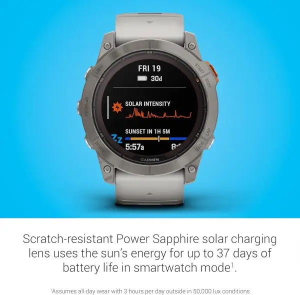 Limited-Time Sale for Summer Surprises AED 99د.إ:Garmin fēnix 7X Pro Sapphire Solar, Multisport GPS Smartwatch, Built-in Flashlight, Solar Charging Capability, Fog Gray/Ember... - Image 3