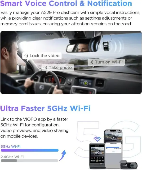 Limited-Time Sale for Summer Surprises AED 99د.إ:VIOFO A229 Pro 4K HDR Dash Cam, Dual STARVIS 2 IMX678 IMX675, 4K+2K Front and Rear Car Camera, 2 Channel with HDR, Voice... - Image 3