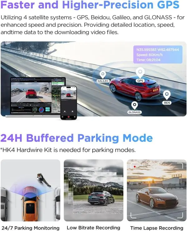 Limited-Time Sale for Summer Surprises AED 99د.إ:VIOFO A229 Pro 4K HDR Dash Cam, Dual STARVIS 2 IMX678 IMX675, 4K+2K Front and Rear Car Camera, 2 Channel with HDR, Voice... - Image 6