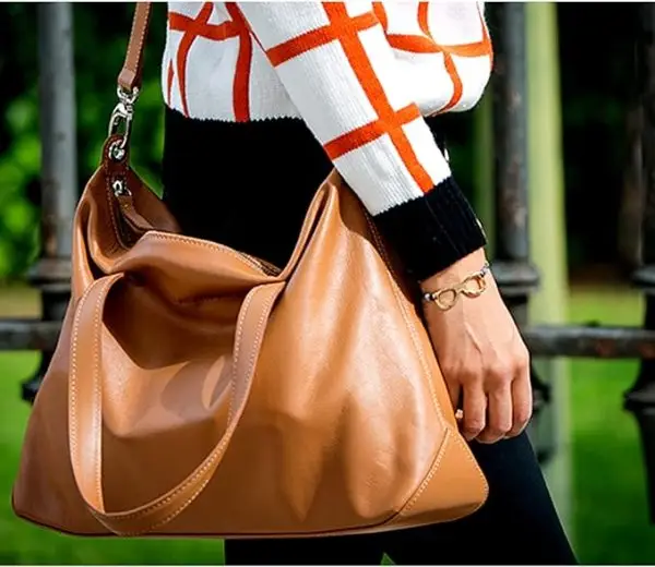 Limited-Time Sale for Summer Surprises AED 99.00د.إ :LACAMBRA Genuine Leather Shoulder Handbag For Women Tote Bag Business Office Work Bag Briefcase Computer Large Lightweight... - Image 3