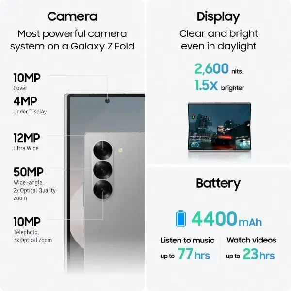 SAMSUNG Galaxy Z Fold 6 AI Cell Phone, 512GB Unlocked Android Smartphone, Circle to Search, Handsfree Live Interpreter, AI Photo Edits, Large Screen - Image 8