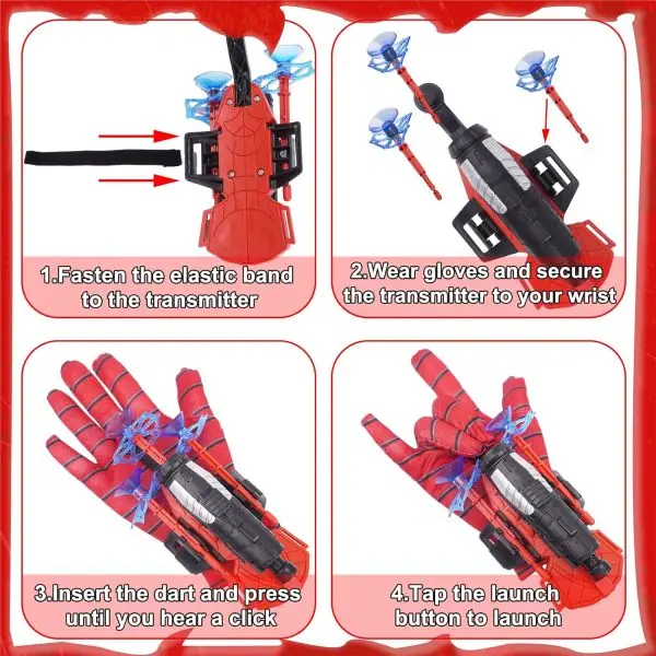 Spider Shooter Boys Girls Toy - 2 Pack Web Shooters for Kids Super Hero Toys with Spider Gloves Launcher Wrist Toys Sucking Disc Bullets for Boy Girl Age 3-14 Birthday Gifts... - Image 2