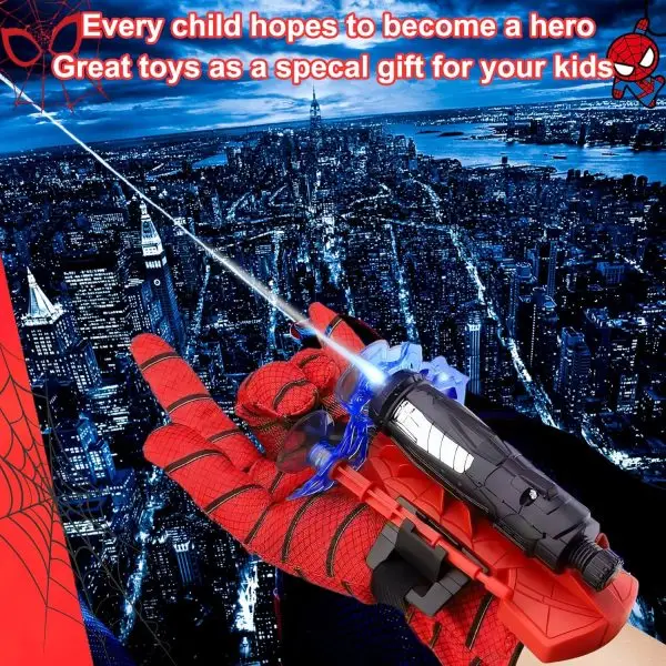 Spider Shooter Boys Girls Toy - 2 Pack Web Shooters for Kids Super Hero Toys with Spider Gloves Launcher Wrist Toys Sucking Disc Bullets for Boy Girl Age 3-14 Birthday Gifts... - Image 6
