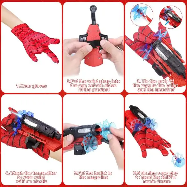 Spider Shooter Boys Girls Toy - 2 Pack Web Shooters for Kids Super Hero Toys with Spider Gloves Launcher Wrist Toys Sucking Disc Bullets for Boy Girl Age 3-14 Birthday Gifts... - Image 8