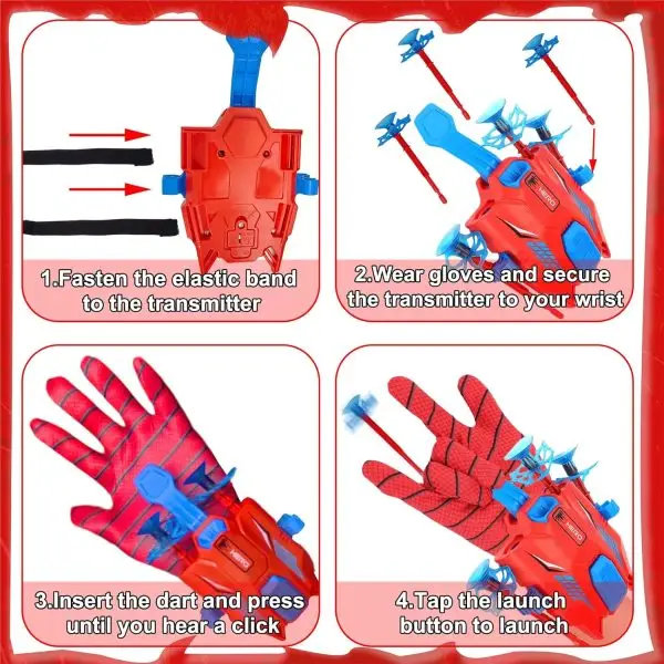 Spider Shooter Boys Girls Toy - 2 Pack Web Shooters for Kids Super Hero Toys with Spider Gloves Launcher Wrist Toys Sucking Disc Bullets for Boy Girl Age 3-14 Birthday Gifts... - Image 9