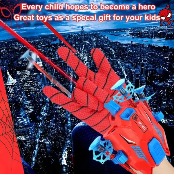 Spider Shooter Boys Girls Toy - 2 Pack Web Shooters for Kids Super Hero Toys with Spider Gloves Launcher Wrist Toys Sucking Disc Bullets for Boy Girl Age 3-14 Birthday Gifts... - Image 10