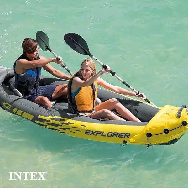 Summer Final Clearance Just AED 89د.إ:Intex 68307EP Explorer K2 Inflatable Kayak Set: Includes Deluxe 86in Aluminum Oars and High-Output Pump – SuperStrong PVC – Adjustable... - Image 4