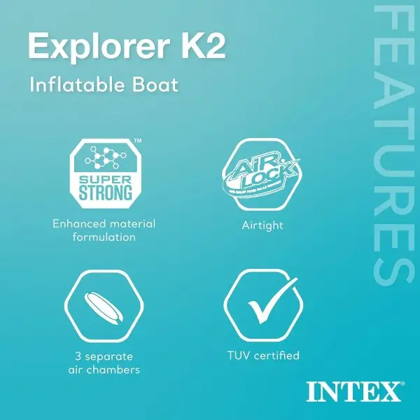 Summer Final Clearance Just AED 89د.إ:Intex 68307EP Explorer K2 Inflatable Kayak Set: Includes Deluxe 86in Aluminum Oars and High-Output Pump – SuperStrong PVC – Adjustable... - Image 5