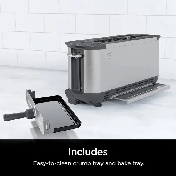 Summer Final Clearance Just AED 89د.إ:Ninja ST101 Foodi 2-in-1 Flip Toaster, 2-Slice Capacity, Compact Toaster Oven, Snack Maker, Reheat, Defrost, 1500 Watts, Stainless Steel, 6... - Image 2