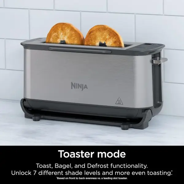 Summer Final Clearance Just AED 89د.إ:Ninja ST101 Foodi 2-in-1 Flip Toaster, 2-Slice Capacity, Compact Toaster Oven, Snack Maker, Reheat, Defrost, 1500 Watts, Stainless Steel, 6... - Image 4