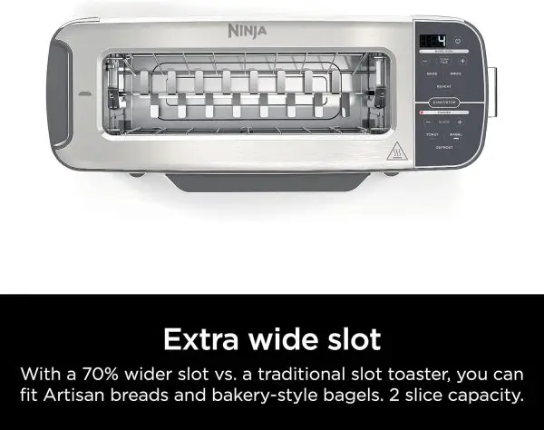 Summer Final Clearance Just AED 89د.إ:Ninja ST101 Foodi 2-in-1 Flip Toaster, 2-Slice Capacity, Compact Toaster Oven, Snack Maker, Reheat, Defrost, 1500 Watts, Stainless Steel, 6... - Image 8