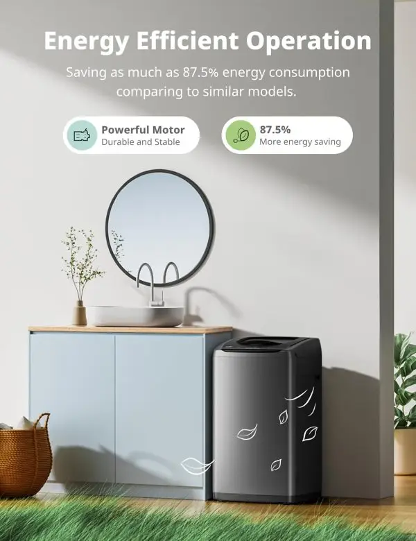 Summer Final Clearance Just AED 99د.إ:Comfee Portable Washing Machine, 0.9 cu.ft Compact Washer With LED Display, 5 Wash Cycles, 2 Built-in Rollers, Space Saving Full-Automatic... - Image 3