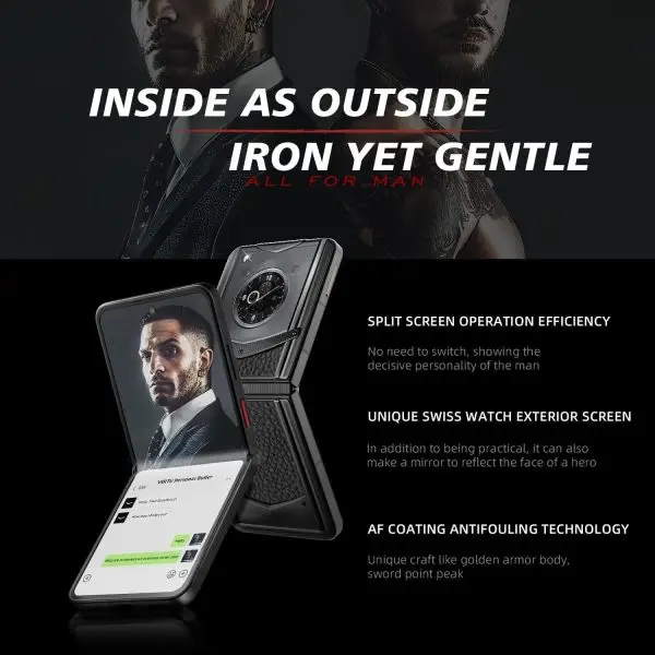 VERTU IRONFLIP Calf Skin Flip Cell Phone, Unlocked Android 5G Smartphone, Foldable Design, One-Hand Control, 50MP Camera, 12G+512G, Dual SIM, 6.9″ 120Hz OLED, 65W Fast Charge - Image 3