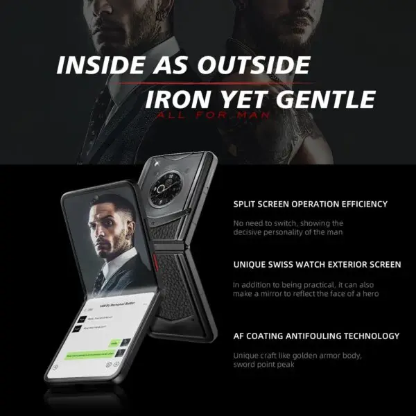 VERTU IRONFLIP Calf Skin Flip Cell Phone, Unlocked Android 5G Smartphone, Foldable Design, One-Hand Control, 50MP Camera, 12G+512G, Dual SIM, 6.9" 120Hz OLED, 65W Fast Charge - Image 3