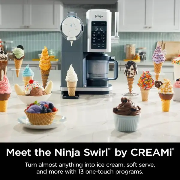 While Stocks Last:Ninja Swirl by CREAMi Ice Cream and Soft Serve Maker, Sorbet, Milkshake, Frozen Yogurt, Low Calories Program & More, 13-in-1, Soft Serve Handle, (2) CREAMi... - Image 2