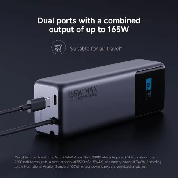 Xiaomi 165W Power Bank 10000mAh - Integrated USB-C Cable - Image 3